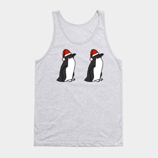 Two Penguins Wearing Christmas Santa Hats Tank Top